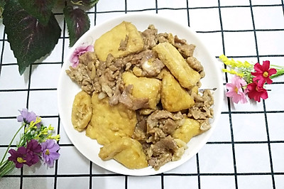 豆腐泡炒肉片