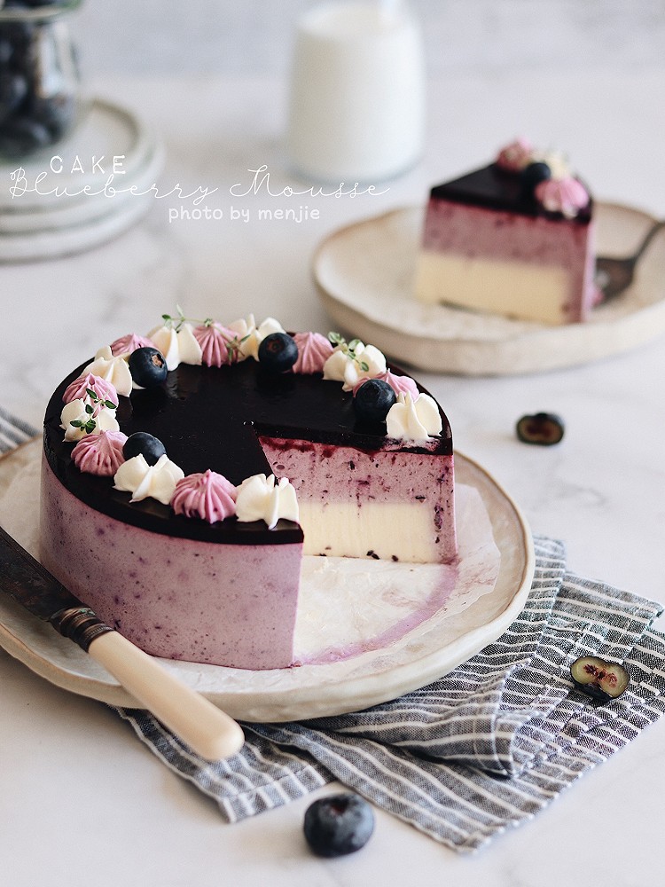 多重口感蓝莓冻芝士慕斯蛋糕｜切块蛋糕的做法