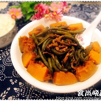 肉炖豆角焖南瓜