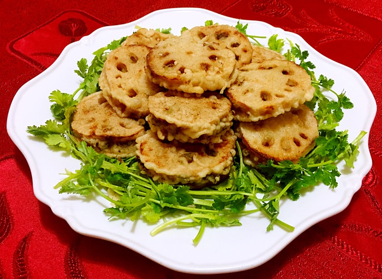 鲜肉香菜炸藕盒的做法图解21