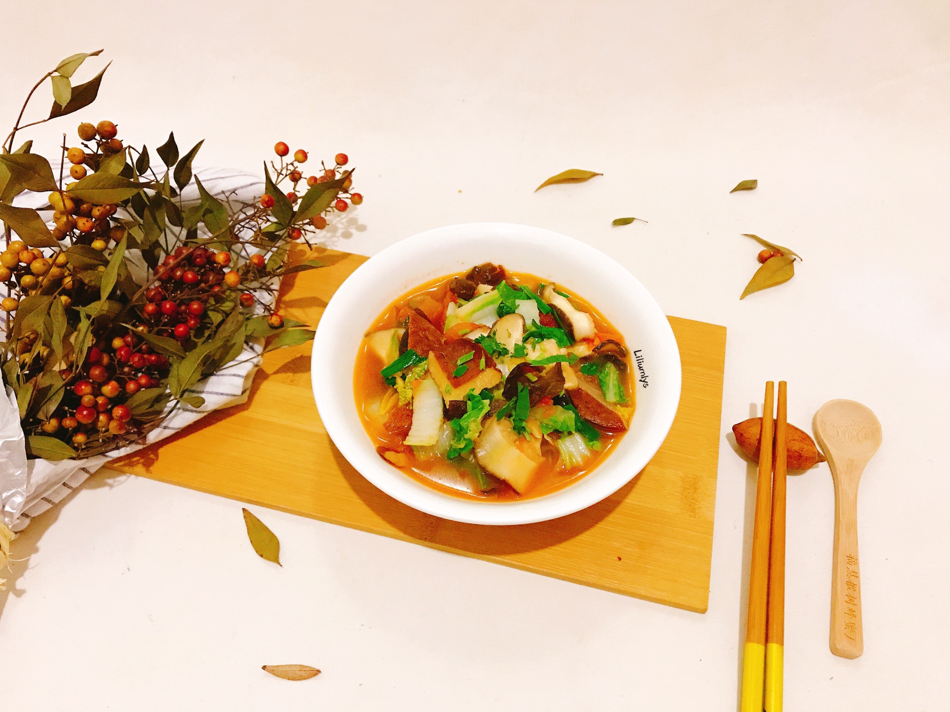 Stewed vegetables with dried tea