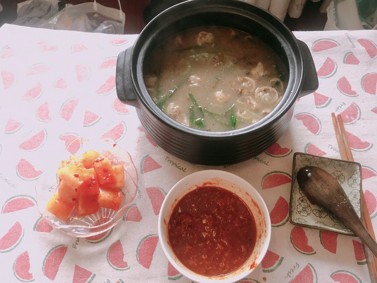 简易版韩国米肠汤饭的做法