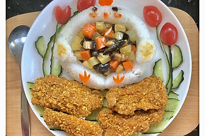 多蔬甜甜圈小鸡炸鸡饭