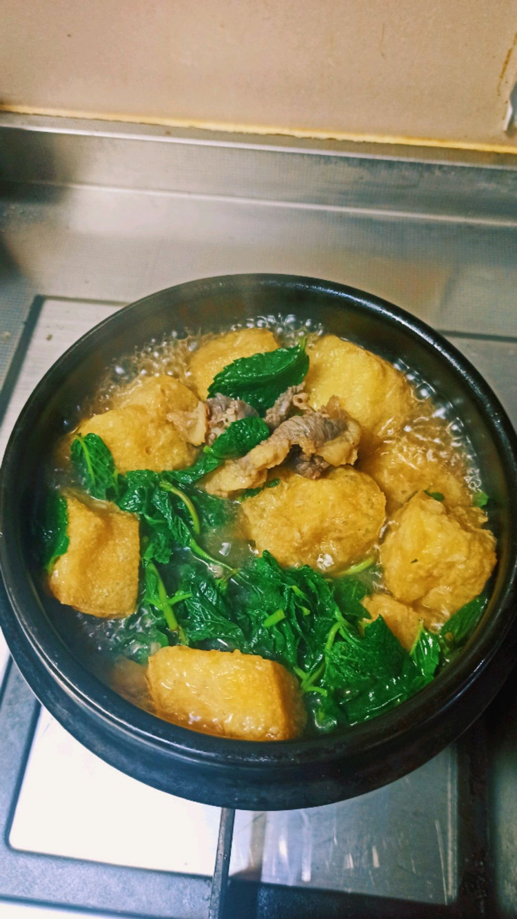 云南菜～薄荷油豆腐牛肉汤的做法