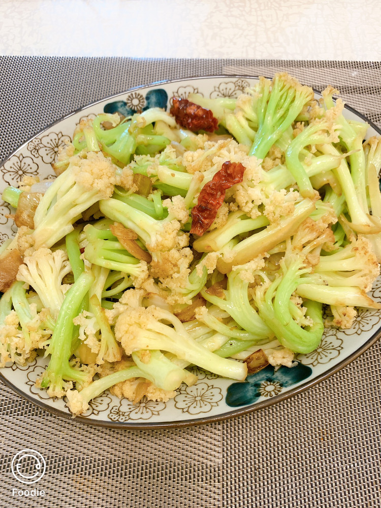 家常清炒青梗菜花的做法