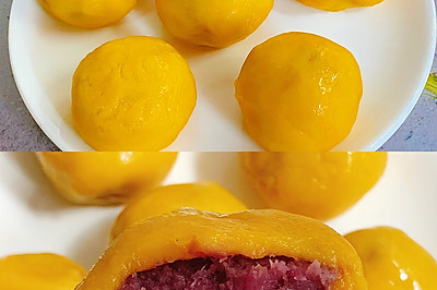 香甜软糯～无油无糖低卡的南瓜紫薯球