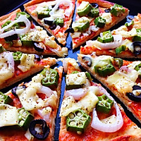 【pizza】秋葵黑橄榄薄底披萨的做法图解9