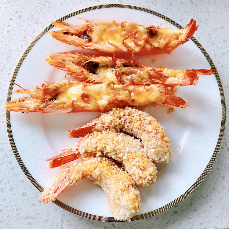芝士焗虾and面包糠烤虾的做法