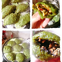 艾叶青团，红糖芝麻花生馅，酸菜春笋五花馅的做法图解13