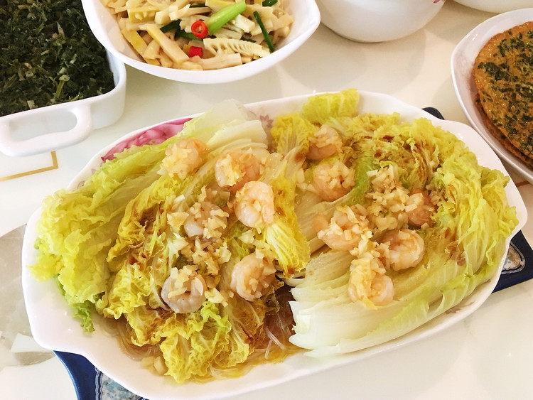 清蒸蒜茸虾仁娃娃菜盖粉丝的做法