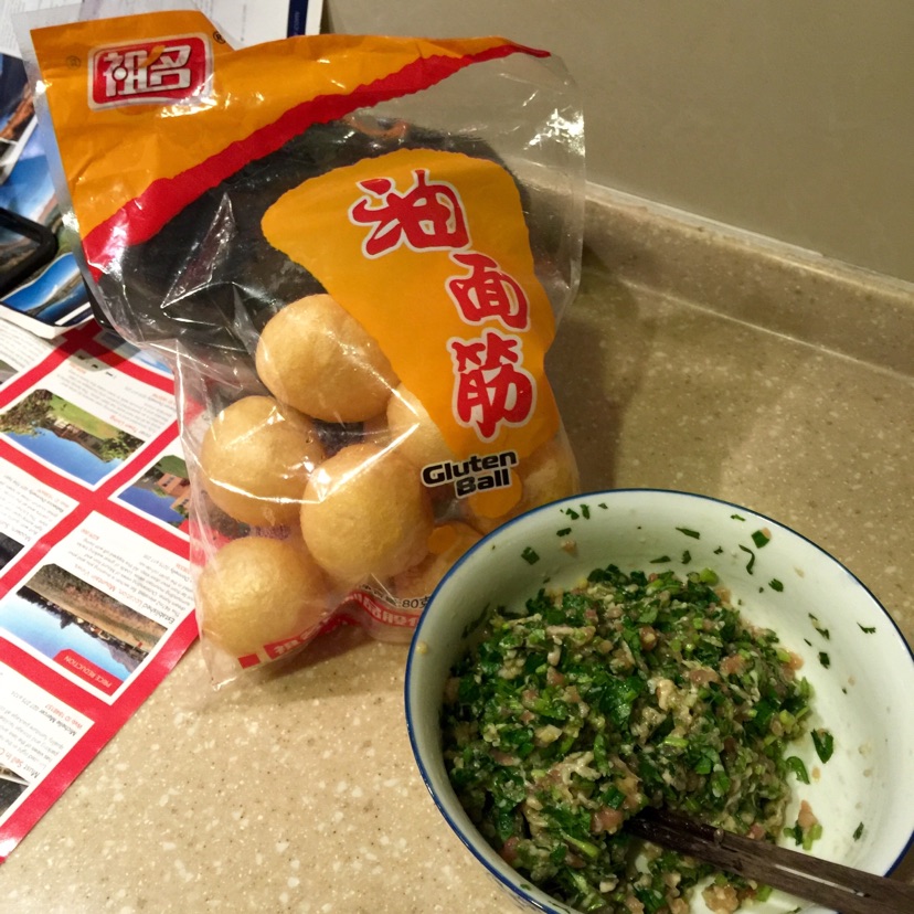 油面筋塞肉（香菜馅）的做法图解2