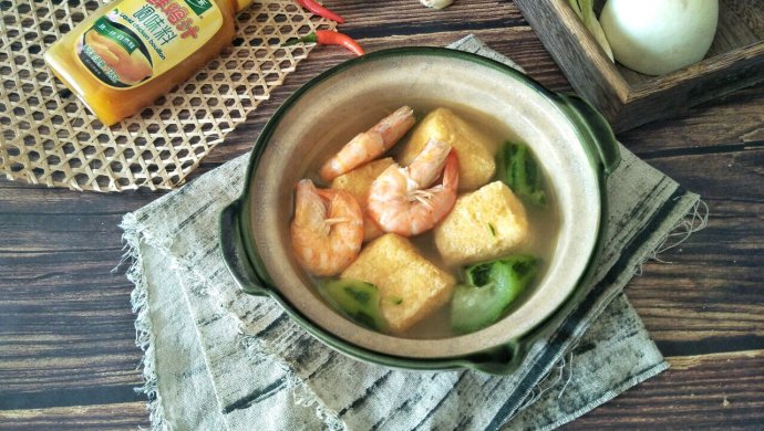 鸡汁油豆腐虾汤