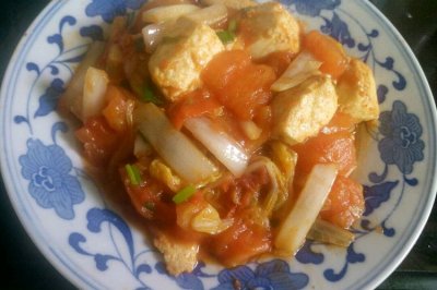 番茄白菜炒豆腐