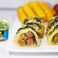 眼睛都冒出口水的午餐肉海苔肉松卷它来啦！的做法图解9