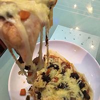 蘑菇牛肉干重芝士披萨的做法图解9