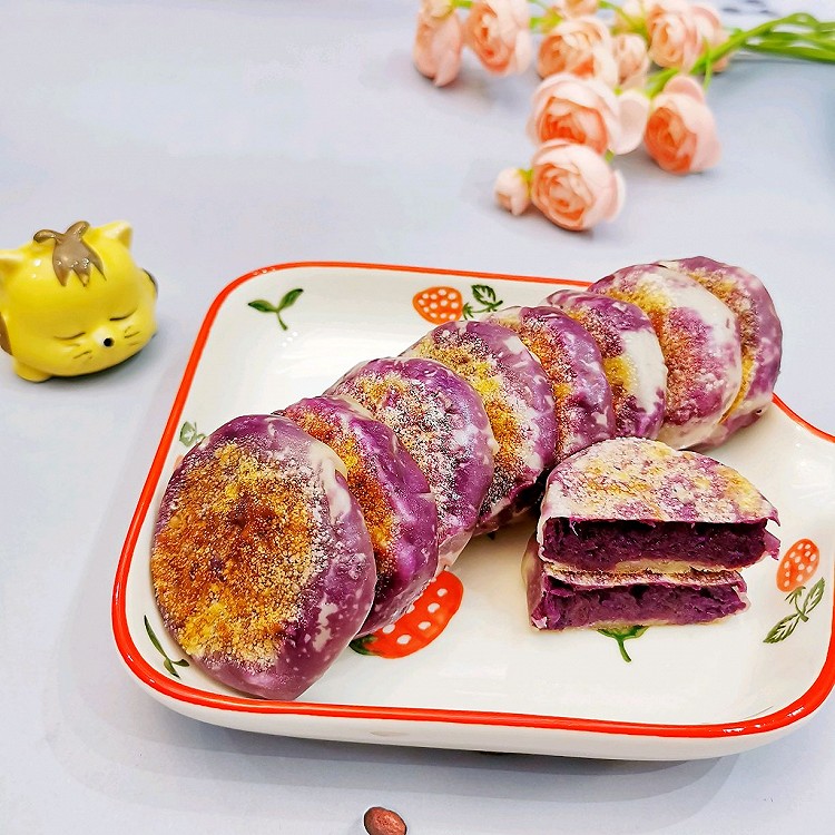 健康早餐：高纤维纸皮椰香紫薯小饼的做法