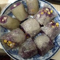 水晶卷～西米玉米紫薯卷的做法图解7