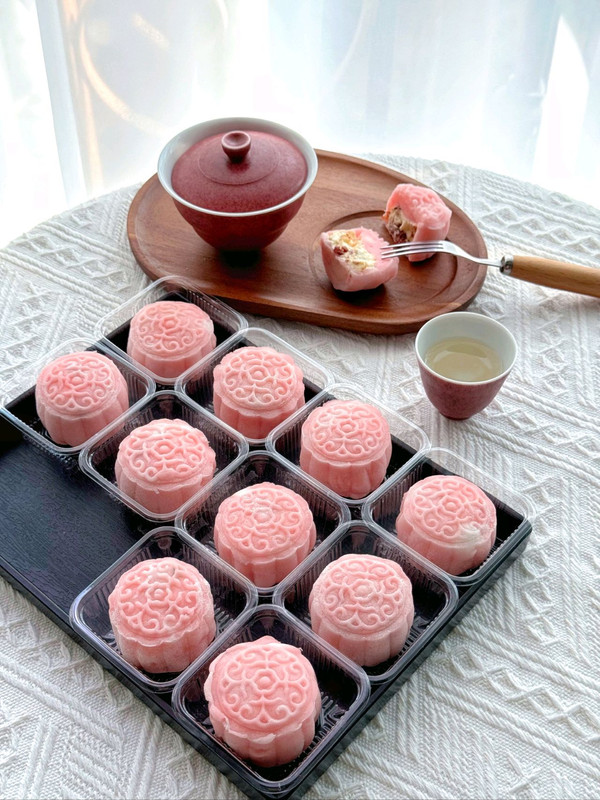 自制软糯酸甜/蔓越莓奶酪馅冰皮月饼