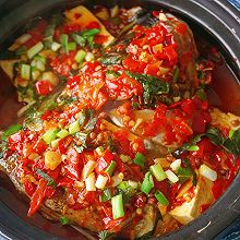 砂锅焗剁椒豆腐鱼头