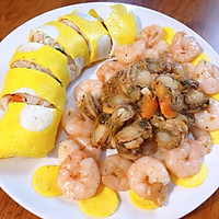黄油虾蓉鸡蛋卷配海鲜#安佳黑科技易涂抹软黄油#的做法图解6