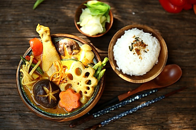 鸡肉药膳汤咖喱