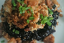 肉松油条黑米饭的做法
