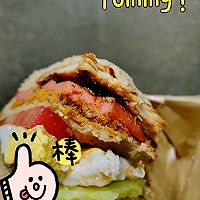 鸡排肉松火腿三明治的做法图解4