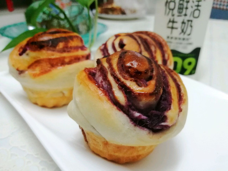 奶香紫薯小面包的做法