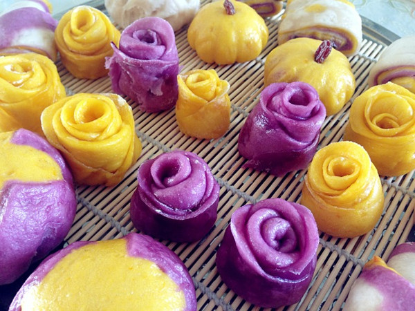 紫薯南瓜蒸玫瑰的做法