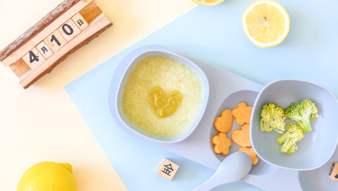 辅食日志 | 西兰花红薯泥米糊