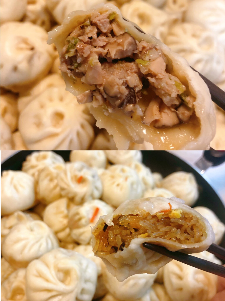 香菇肉包+粉条素包的做法