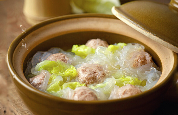 娃娃菜肉丸粉丝煲