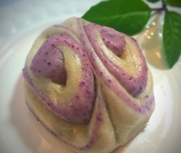 自制紫薯粉做的紫薯蝴蝶花卷#爱仕达寻找面点女王#的做法