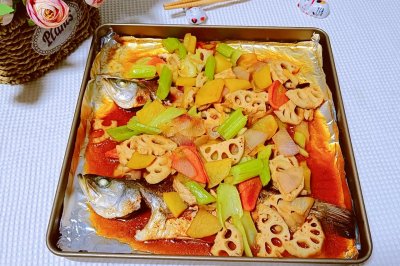 时蔬烤鲈鱼