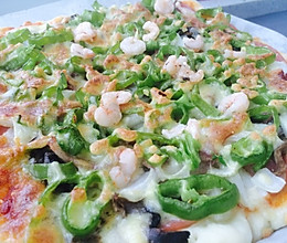 超简单火腿虾仁披萨～用烤箱自带烤盘的做法