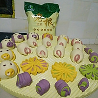 南瓜紫薯小鸡五彩花样面食的做法图解11