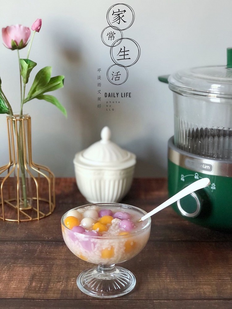 三色酒酿圆子的做法