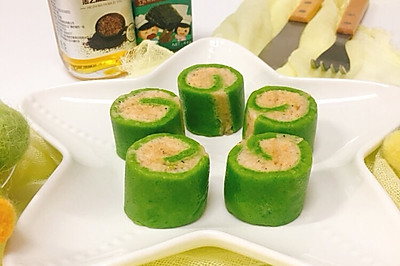 宝宝三文鱼菠菜卷