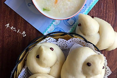 早餐好营养～蔬菜粥&牛奶小鸟