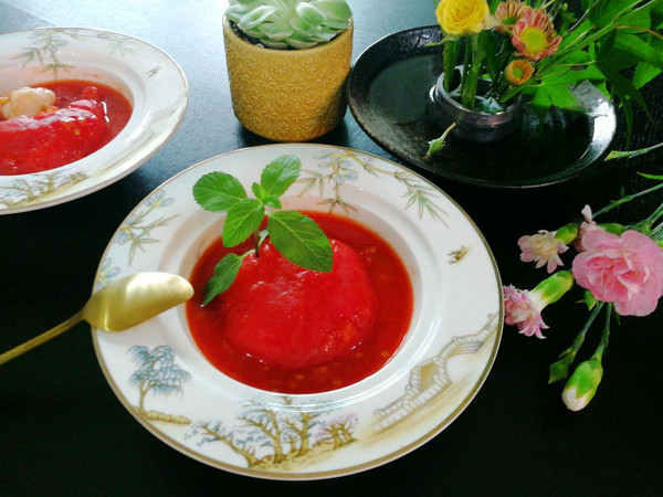 网红餐厅招牌菜在家做～西红柿虾滑团