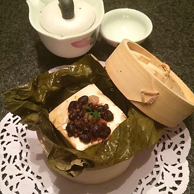 竹笼豆豉荷叶蒸豆腐