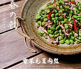 雪菜毛豆肉丝(春季限定美食)的做法