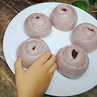 #好吃不上火#紫薯玫瑰花豆沙包的做法图解8