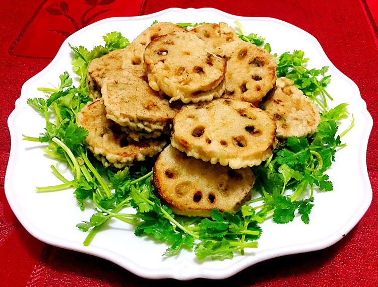鲜肉香菜炸藕盒的做法图解27