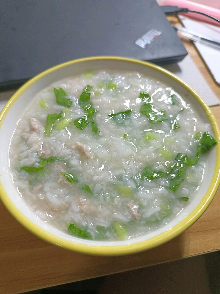 青菜瘦肉粥的做法