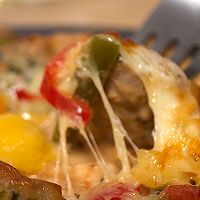芝心卷边荠菜肉圆披萨的做法图解11