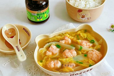 娃娃菜虾滑汤