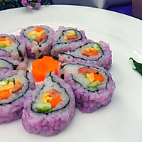 黛黛自制“紫色花花”寿司~的做法图解6
