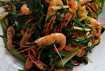韭菜青椒炒河虾的做法