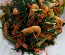 韭菜青椒炒河虾的做法